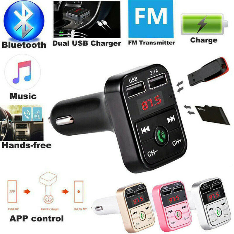 B2 Car MP3 Bluetooth Hands-Free Car Player FM Transmitter Car Charger Receiver