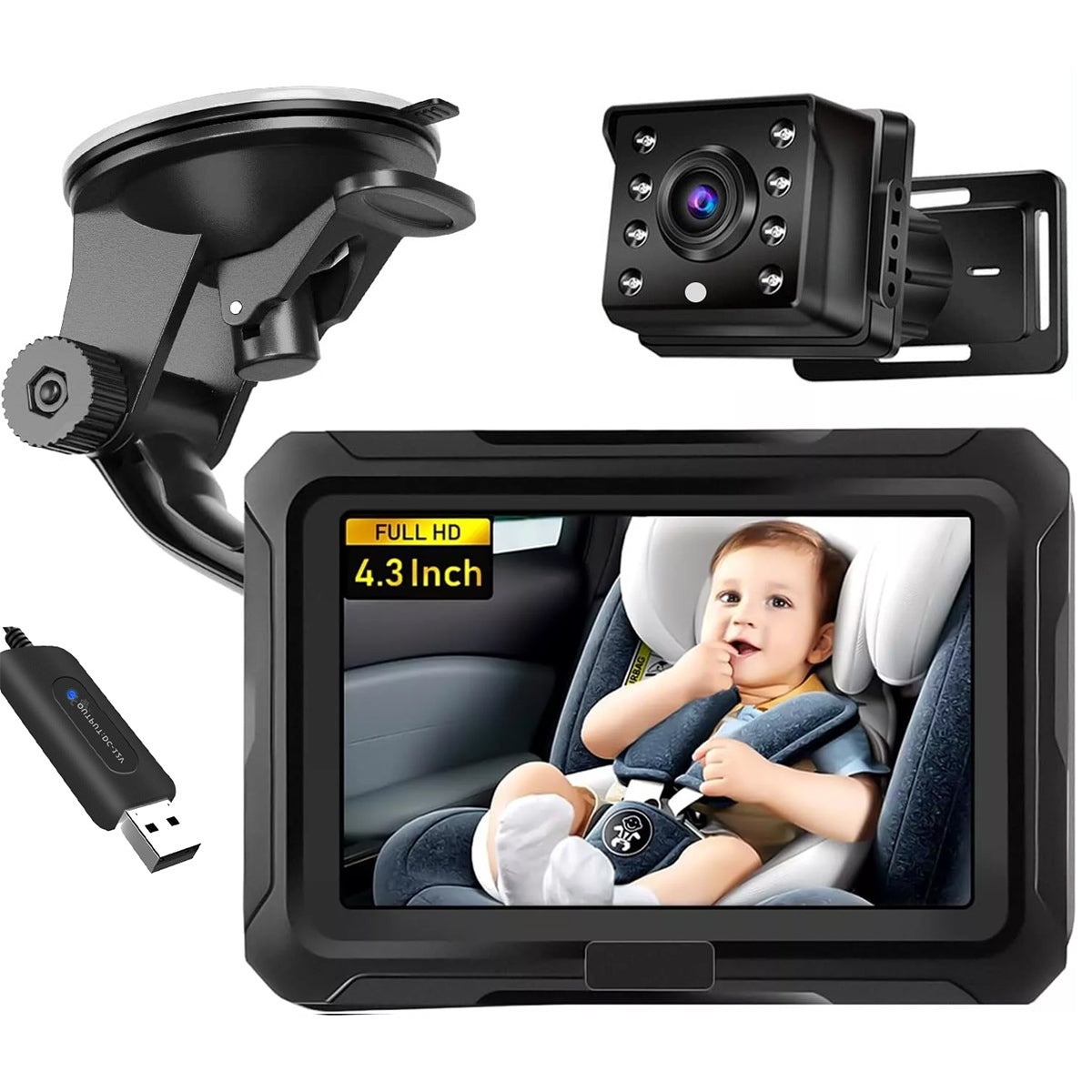 4.3 inch private model HD 1080P car baby monitor car baby mirror