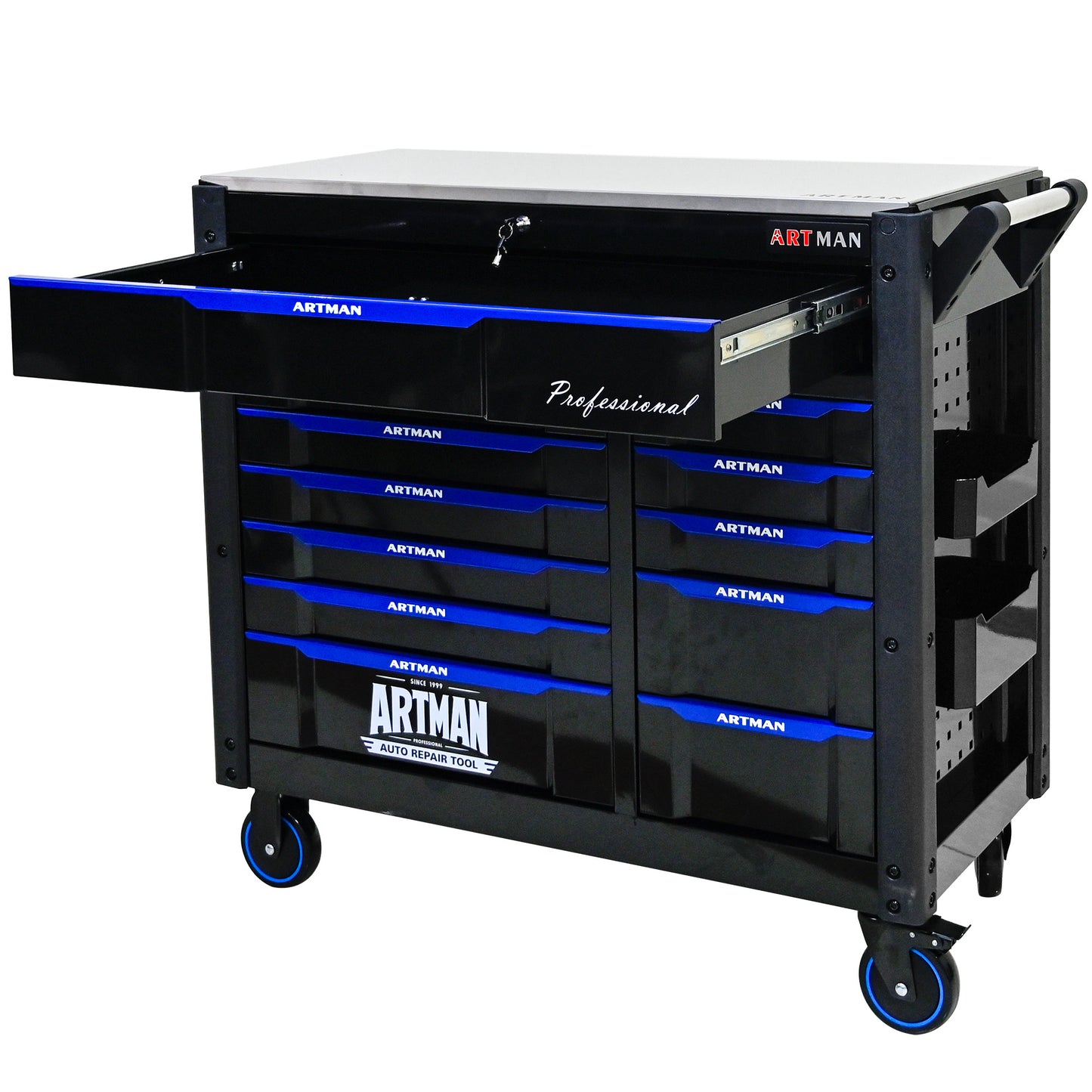 12-Layer Drawer Multi-Purpose Tool Car, With Wheels, Iron Top